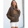 imageANRABESS Women Fuzzy Fleece Pullover Sherpa Sweatshirt Long Sleeve Button Down Warm Soft Color Block Jackets with PocketsBrown