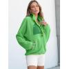 imageANRABESS Women Fuzzy Fleece Pullover Sherpa Sweatshirt Long Sleeve Button Down Warm Soft Color Block Jackets with PocketsGreen