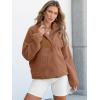 imageANRABESS Women Fuzzy Fleece Pullover Sherpa Sweatshirt Long Sleeve Button Down Warm Soft Color Block Jackets with PocketsLight Brown