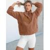 imageANRABESS Women Fuzzy Fleece Pullover Sherpa Sweatshirt Long Sleeve Button Down Warm Soft Color Block Jackets with PocketsLight Brown