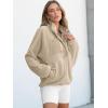 imageANRABESS Women Fuzzy Fleece Pullover Sherpa Sweatshirt Long Sleeve Button Down Warm Soft Color Block Jackets with PocketsLight Khaki