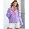 imageANRABESS Women Fuzzy Fleece Pullover Sherpa Sweatshirt Long Sleeve Button Down Warm Soft Color Block Jackets with PocketsPurple