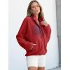 imageANRABESS Women Fuzzy Fleece Pullover Sherpa Sweatshirt Long Sleeve Button Down Warm Soft Color Block Jackets with PocketsRed