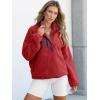 imageANRABESS Women Fuzzy Fleece Pullover Sherpa Sweatshirt Long Sleeve Button Down Warm Soft Color Block Jackets with PocketsRed