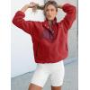 imageANRABESS Women Fuzzy Fleece Pullover Sherpa Sweatshirt Long Sleeve Button Down Warm Soft Color Block Jackets with PocketsRed