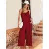 imageANRABESS Women Jumpsuits 2025 Casual Sleeveless Spaghetti Strap Boho Wide Leg Rompers Dressy Summer Outfits Vacation ClothesBurgundy