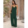 imageANRABESS Women Jumpsuits 2025 Casual Sleeveless Spaghetti Strap Boho Wide Leg Rompers Dressy Summer Outfits Vacation ClothesDeep Green