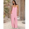imageANRABESS Women Jumpsuits 2025 Casual Sleeveless Spaghetti Strap Boho Wide Leg Rompers Dressy Summer Outfits Vacation ClothesPink