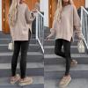 imageANRABESS Women Oversized Sweatshirts Thumbhole Long Sleeve Hoodies Shirts 2025 Fall Side Slit Pullover Top Teen Y2k OutfitsLight Khaki