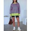 imageANRABESS Women Oversized Sweatshirts Thumbhole Long Sleeve Hoodies Shirts 2025 Fall Side Slit Pullover Top Teen Y2k OutfitsPink Green Striped