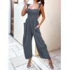 imageANRABESS Women Summer Casual Dressy Sleeveless Smocked Wide Leg Linen Jumpsuits Rompers 2025 Trendy Travel Outfit PocketDark Gray
