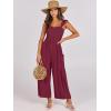 imageANRABESS Women Summer Casual Dressy Sleeveless Smocked Wide Leg Linen Jumpsuits Rompers 2025 Trendy Travel Outfit PocketDeep Red