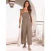 imageANRABESS Women Summer Casual Dressy Sleeveless Smocked Wide Leg Linen Jumpsuits Rompers 2025 Trendy Travel Outfit PocketLight Brown