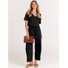 imageANRABESS Women Summer Casual Short Sleeve V Neck Elastic Waist Wide Leg Cropped Pants Jumpsuits Rompers with Pockets00black
