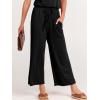 imageANRABESS Women Summer Casual Short Sleeve V Neck Elastic Waist Wide Leg Cropped Pants Jumpsuits Rompers with Pockets00black