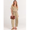 imageANRABESS Women Summer Casual Short Sleeve V Neck Elastic Waist Wide Leg Cropped Pants Jumpsuits Rompers with Pockets00khaki