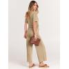imageANRABESS Women Summer Casual Short Sleeve V Neck Elastic Waist Wide Leg Cropped Pants Jumpsuits Rompers with Pockets00khaki