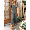 imageANRABESS Women Summer Casual Short Sleeve V Neck Elastic Waist Wide Leg Cropped Pants Jumpsuits Rompers with Pockets01dark Gray