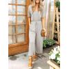 imageANRABESS Women Summer Casual Short Sleeve V Neck Elastic Waist Wide Leg Cropped Pants Jumpsuits Rompers with Pockets02light Gray