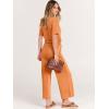 imageANRABESS Women Summer Casual Short Sleeve V Neck Elastic Waist Wide Leg Cropped Pants Jumpsuits Rompers with Pockets02orange