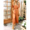 imageANRABESS Women Summer Casual Short Sleeve V Neck Elastic Waist Wide Leg Cropped Pants Jumpsuits Rompers with Pockets02orange