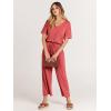 imageANRABESS Women Summer Casual Short Sleeve V Neck Elastic Waist Wide Leg Cropped Pants Jumpsuits Rompers with Pockets02peach
