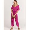 imageANRABESS Women Summer Casual Short Sleeve V Neck Elastic Waist Wide Leg Cropped Pants Jumpsuits Rompers with Pockets02rose