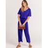imageANRABESS Women Summer Casual Short Sleeve V Neck Elastic Waist Wide Leg Cropped Pants Jumpsuits Rompers with Pockets02royal Blue