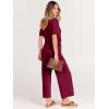 imageANRABESS Women Summer Casual Short Sleeve V Neck Elastic Waist Wide Leg Cropped Pants Jumpsuits Rompers with Pockets02wine Red
