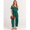 imageANRABESS Women Summer Casual Short Sleeve V Neck Elastic Waist Wide Leg Cropped Pants Jumpsuits Rompers with Pockets03deep Green