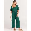imageANRABESS Women Summer Casual Short Sleeve V Neck Elastic Waist Wide Leg Cropped Pants Jumpsuits Rompers with Pockets03deep Green