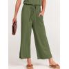 imageANRABESS Women Summer Casual Short Sleeve V Neck Elastic Waist Wide Leg Cropped Pants Jumpsuits Rompers with Pockets03green