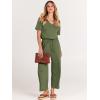 imageANRABESS Women Summer Casual Short Sleeve V Neck Elastic Waist Wide Leg Cropped Pants Jumpsuits Rompers with Pockets03green