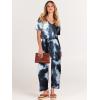 imageANRABESS Women Summer Casual Short Sleeve V Neck Elastic Waist Wide Leg Cropped Pants Jumpsuits Rompers with Pockets04tie Dye Navy