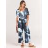imageANRABESS Women Summer Casual Short Sleeve V Neck Elastic Waist Wide Leg Cropped Pants Jumpsuits Rompers with Pockets04tie Dye Navy