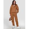 imageANRABESS Womens 2 Piece Outfits Lounge Hoodie Oversized Sweatshirt V Neck Pullover Jogger Sweatpants 2025 Fall Matching SetCaramel