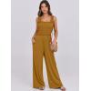 imageANRABESS Womens Casual Summer Jumpsuits Smocked Sleeveless Wide Leg Long Romper Jumpers 2025 Beach Vacation OutfitsBrownish Yellow
