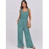 imageANRABESS Womens Casual Summer Jumpsuits Smocked Sleeveless Wide Leg Long Romper Jumpers 2025 Beach Vacation OutfitsDeep Green Floral