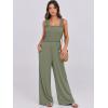 imageANRABESS Womens Casual Summer Jumpsuits Smocked Sleeveless Wide Leg Long Romper Jumpers 2025 Beach Vacation OutfitsOlive