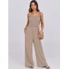 imageANRABESS Womens Casual Summer Jumpsuits Smocked Sleeveless Wide Leg Long Romper Jumpers 2025 Beach Vacation OutfitsTaupe