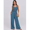imageANRABESS Womens Casual Summer Jumpsuits Smocked Sleeveless Wide Leg Long Romper Jumpers 2025 Beach Vacation OutfitsTeal Blue