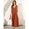imageANRABESS Womens Casual Summer Loose Jumpsuits Sleeveless Tank V Neck Wide Leg Long Pant Rompers Baggy Jumper with PocketsBrick Red