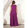 imageANRABESS Womens Casual Summer Loose Jumpsuits Sleeveless Tank V Neck Wide Leg Long Pant Rompers Baggy Jumper with PocketsDark Purple