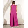 imageANRABESS Womens Casual Summer Loose Jumpsuits Sleeveless Tank V Neck Wide Leg Long Pant Rompers Baggy Jumper with PocketsHot Pink