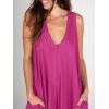 imageANRABESS Womens Casual Summer Loose Jumpsuits Sleeveless Tank V Neck Wide Leg Long Pant Rompers Baggy Jumper with PocketsHot Pink