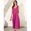 imageANRABESS Womens Casual Summer Loose Jumpsuits Sleeveless Tank V Neck Wide Leg Long Pant Rompers Baggy Jumper with PocketsHot Pink