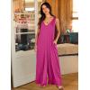 imageANRABESS Womens Casual Summer Loose Jumpsuits Sleeveless Tank V Neck Wide Leg Long Pant Rompers Baggy Jumper with PocketsHot Pink
