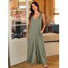 imageANRABESS Womens Casual Summer Loose Jumpsuits Sleeveless Tank V Neck Wide Leg Long Pant Rompers Baggy Jumper with PocketsOlive