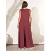 imageANRABESS Womens Casual Summer Loose Jumpsuits Sleeveless Tank V Neck Wide Leg Long Pant Rompers Baggy Jumper with PocketsRed