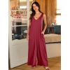 imageANRABESS Womens Casual Summer Loose Jumpsuits Sleeveless Tank V Neck Wide Leg Long Pant Rompers Baggy Jumper with PocketsWine Red